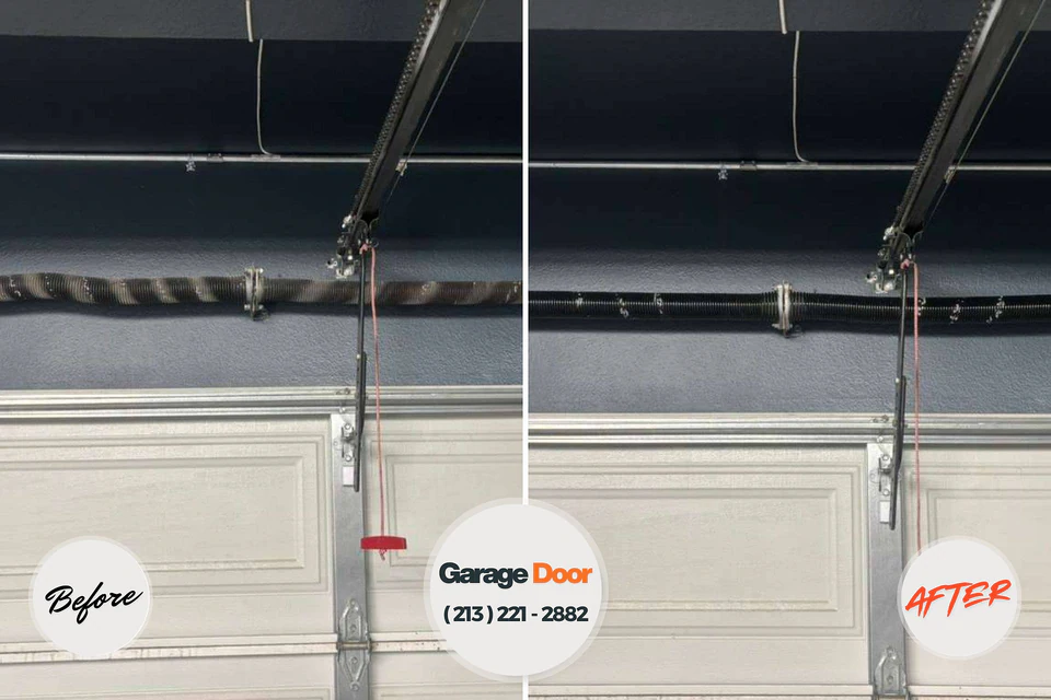 Before and after: garage door repair Upper Grand Lagoon, FL